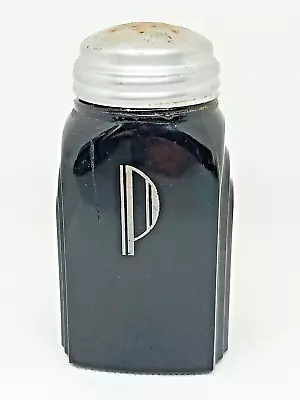 Buy ~1930s McKee Amethyst / Black Milk Glass Arches Pepper Shaker Art Deco- Cracked • 17.95£