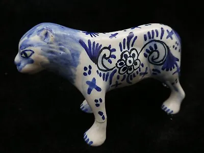 Buy ANTIQUE Poss 18th C. DELFT Blue And White Faience Lioness Puma Big Cat? A/F • 65£