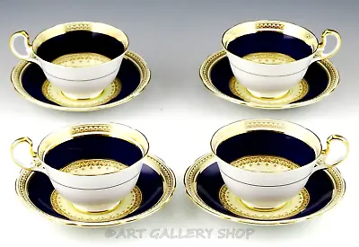 Buy Vintage Aynsley For Marshall Field PEARL COBALT AND GOLD CUPS AND SAUCERS Set 4 • 69.15£