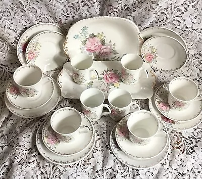 Buy 22 Piece Bone China  Expertly Hand Painted  Tea Set  With Roses  • 20£