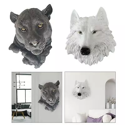 Buy Modern Animal Head Statue Figurines Wall Mounted 3D For TV Cabinet Ornaments • 22.19£