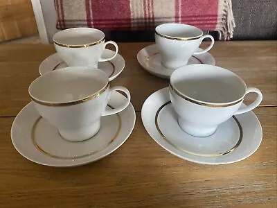 Buy 4 X Thomas Germany Cups + Saucers White With Gold Inner Band - Rosenthal • 16.99£