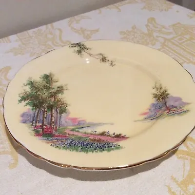 Buy Aynsley VINTAGE China Bluebell Bluebells ART DECO Yellow Cake Plate Gold Trim  • 10.99£