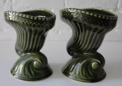 Buy Vintage Green HOLKHAM ENGLAND Art Deco Style Pair Mantle Vases •● • 29.99£