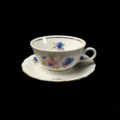 Buy Winterling Bavaria Germany White Viola Violet Flower Duet Teacup Saucer Tea Set • 25£