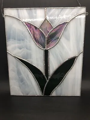 Buy Vintage Stained Glass Tulip Flower Window Hanging Panel Suncatcher 8.25 X 9.50 • 47.41£