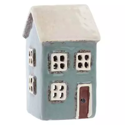 Buy Shudehill Giftware Village Pottery Aqua Mini House Tealight Holder 331040 • 9.50£