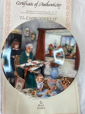Buy Royal Doulton The Embroideress Decorative Collectors Plate 1991, Certificate,  • 4£