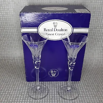 Buy Royal Doulton Finest Crystal Candlesticks Clear Pair Made In Hungary Decorative • 17.99£