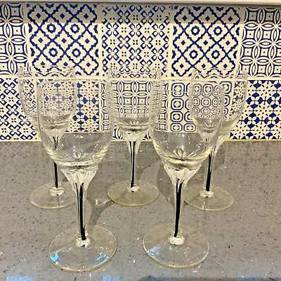 Buy Balfor Exquisite Bohemia Crystal Black Filled Stem Sherry Glasses X 5 • 11.99£