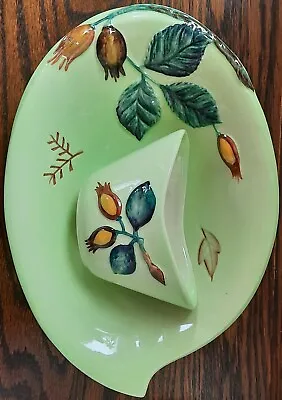 Buy 2 X Vintage Hand Painted Signed Carlton Ware Green Rosehip, A Bowl And Dish Vgc • 9.90£