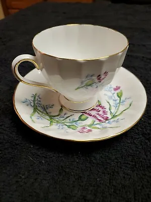 Buy TUSCAN Fine English Bone China Cup & Saucer, Purple Flowers, Made In England • 9.50£