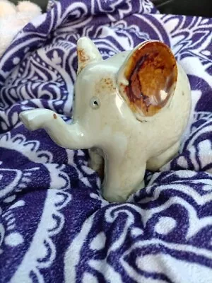 Buy VINTAGE Studio Art Pottery Drip Glaze Elephant Figurine Ornament, Unmarked • 5£
