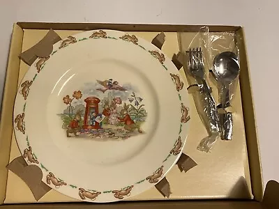 Buy Vtg Royal Doulton Bunnykins 3 Piece Growing Up Set Plate With Spoon And Fork • 16.13£