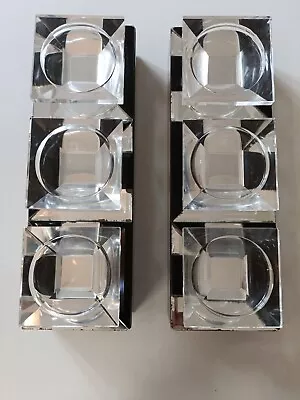Buy Large JULIEN MACDONALD Mirrored Crystal Glass Candle Holder Black Silver X2 • 11.95£