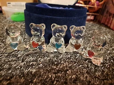 Buy Small Glass Bears With Coloured Gem Hearts. In Heart Shaped Case • 9.99£
