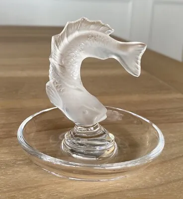 Buy LALIQUE France - Goujon Round Pin Tray Figurine - Frosted Crystal Signed - Great • 63.40£