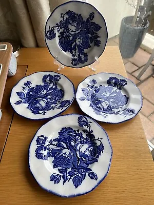 Buy Set 4 Vintage Blakeney Staffordshire Blue & White Ironstone Dinner Plates 20cm D • 28.50£