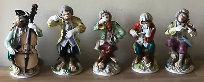Buy Lovely Set Of 5 Capodimonte Dresden Porcelain Monkey Musician Figurines • 260.49£
