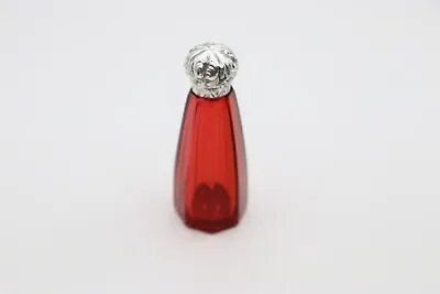 Buy Beautiful Antique Victorian Silver Topped Cranberry/Red Glass Scent Bottle • 119£