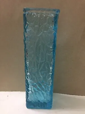 Buy Light Blue Textured Glass Vase,British Glass,German Glass,Scandinavian Glass • 14.99£