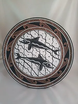 Buy Dolphin, Decorated Greek, Crete Hand Made Pottery Plate 1976 • 22£