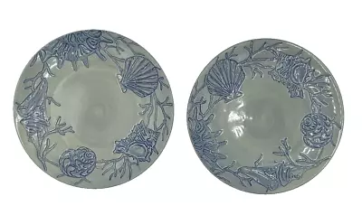 Buy Pottery Barn Ceramic Blue Shell Ocean Beach Coast Theme Salad Plates 8  Set Of 2 • 25.03£