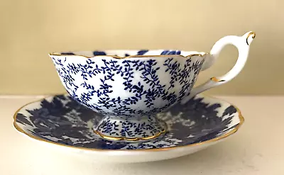 Buy Vintage (1930s) Coalport Bone China Tea Cup W/Saucer Blue Maple Leaf (4891A) • 52.83£