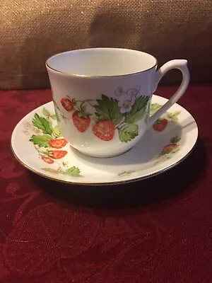 Buy Queens Fine Bone China Cup And Saucer Virginia Strawberry Made In India • 9.46£