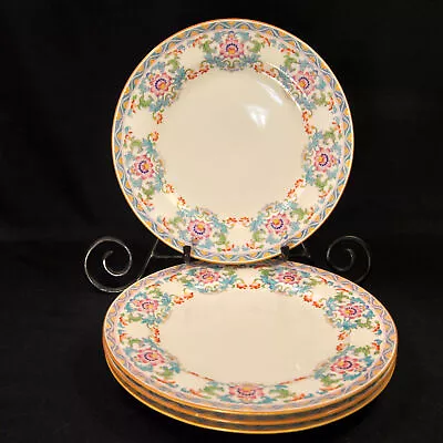 Buy Mintons 9  Luncheon 4 Plates 1910 RN#566884 Floral Hand Painted Set Pink Blue • 134.80£