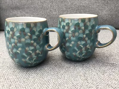 Buy Denby Azure Shell Curve Turquoise Large Coffee/ Tea Mugs Set Of 2 ❗️ • 30£