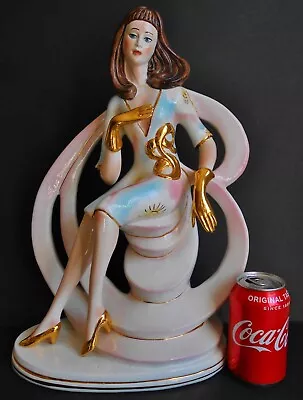 Buy Lady Of Gold ~ Huge Porcelain Figurine ~ Capodimonte Italy ~ Large Centrepiece • 70£