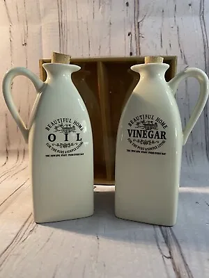 Buy Vinegar & Olive Oil Dispenser Pourer Ceramic Dressing Drizzler Bottle Set  • 8£