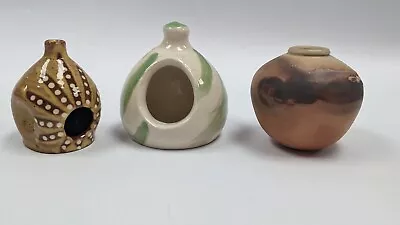 Buy Collection Of 3 Studio Pottery Glazed Ceramic Stoneware Salt Pigs&Vase GS3 B804 • 5.95£