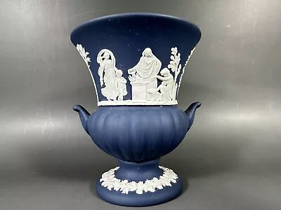 Buy Wedgwood Jasper Ware Portland Blue Urn  Vase. • 19.99£
