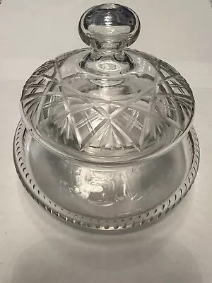 Buy Antique Clear Cut Glass Lidded Jar/ Pot • 10£
