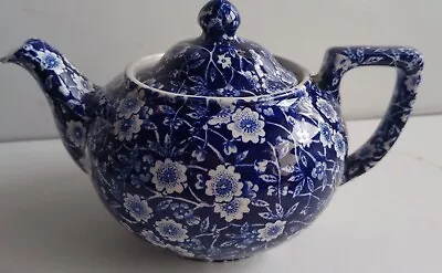 Buy Vintage Burleigh Blue Calico Small Teapot 500ml Collector Cottage Granny Core VG • 39.75£