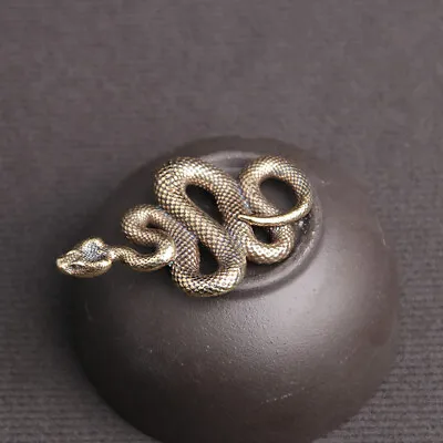 Buy Brass Snake Statue Snake Figurine Home Decor Gift Ornaments Key Chain Pendant • 2.96£