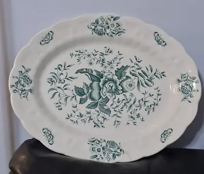 Buy Booths Pottery Peony Pattern Green Oval Platter - A8021 • 14.99£