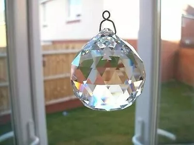 Buy Brand New 30mm Clear Sphere Hanging Sun Catcher Crystal Numerous Facets • 9.99£