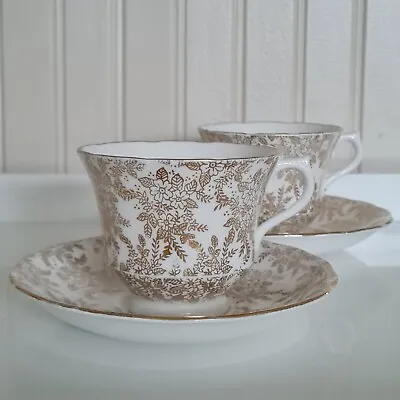 Buy Pair Vintage Bone China Tea Cups & Saucers By Vale Wedding/Bridal Shower P&P Inc • 11.95£