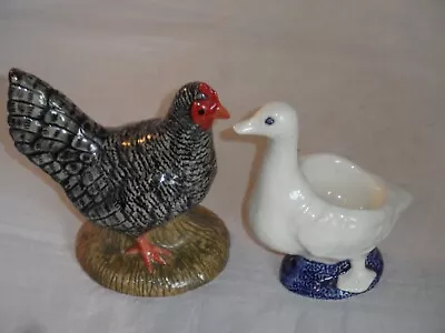 Buy Quail Scots Grey Chicken Hen Figure & White Goose? Duck Egg Cup Uk Potters Mark • 14.99£