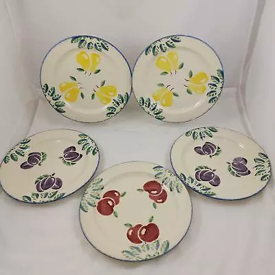 Buy Pool Pottery Dorset Fruit Plate Set Of 5 With Mix Fruit Designs 26cm Across • 40£