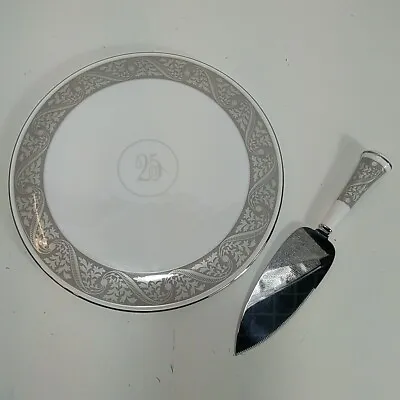 Buy Royal Worcester Silver Anniversary 25th Occasion Cake Plate Fine Bone China • 19.99£
