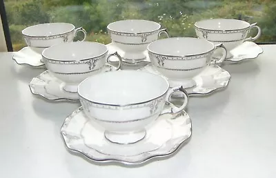 Buy Royal Crown Derby Elizabeth Platinum 6 X Cups And Saucers 1st Quality 2001 A1339 • 360£