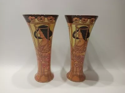 Buy Old Tupton Ware Art Deco Glared Vases Hand Painted 8  Height  • 18.95£