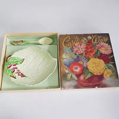 Buy Carlton Ware Foxglove Ceramic Handpainted Jam Conserve Dish Spoon Box VTG 1950s • 21.50£