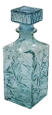 Buy 1 Litre Glass Wine Decanter Turquoise Tinted Glass Square Whisky Decanter 23cm • 13.99£