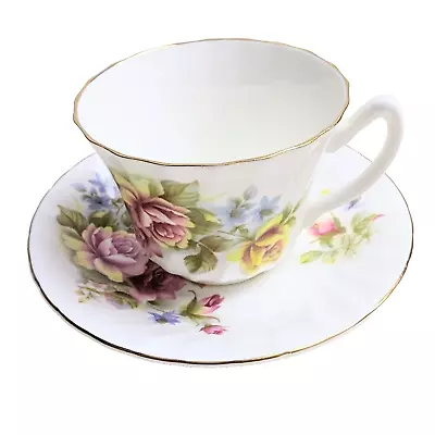 Buy Royal Sutherland Fine Bone China Tea Cup And Saucer Gold Rims Floral • 12.32£