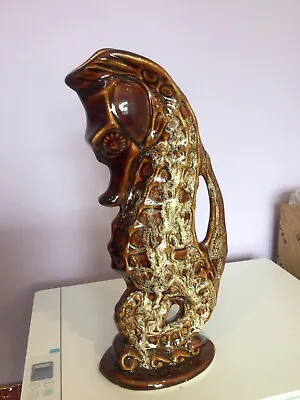Buy Fosters Studio Pottery Cornwall Seahorse  Jug/ Vase 11.5  Tall Vgc  Vintage • 29.99£